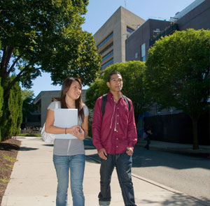 Students walking on campus