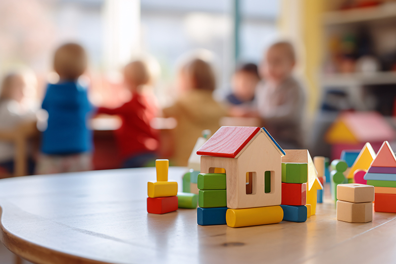 Children's toy blocks on a table