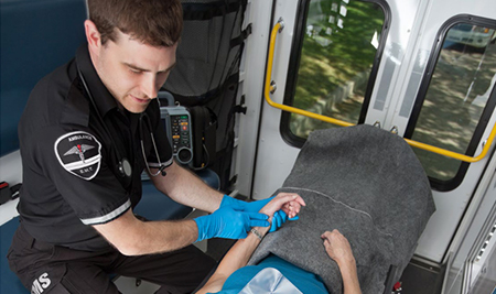 EMTs with ambulance