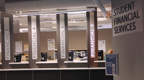 Student Financial Services Office in Student Services Center.
